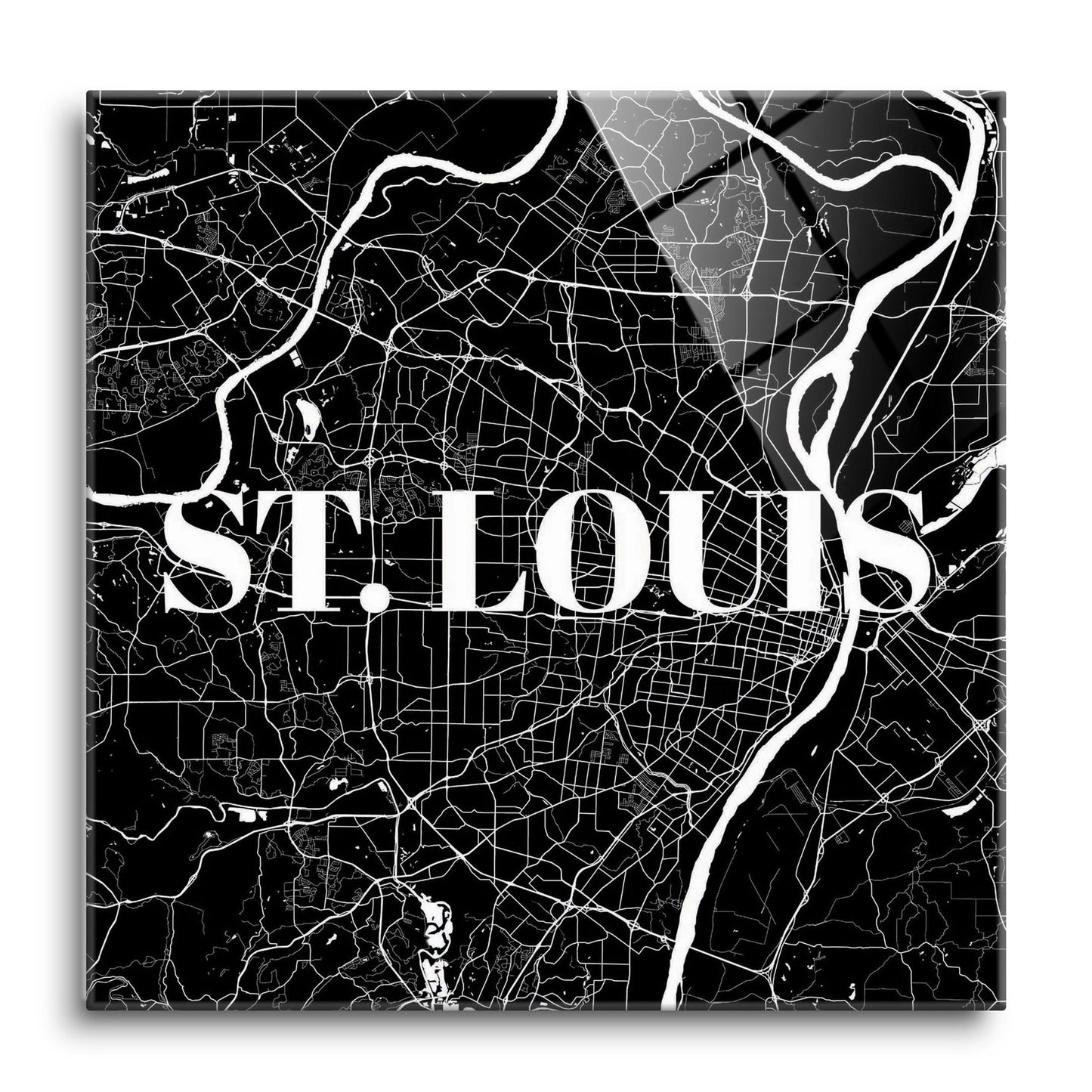 Minimalist B&W Missouri St Louis Map | Hi-Def Glass Art | Eaches | Min 1