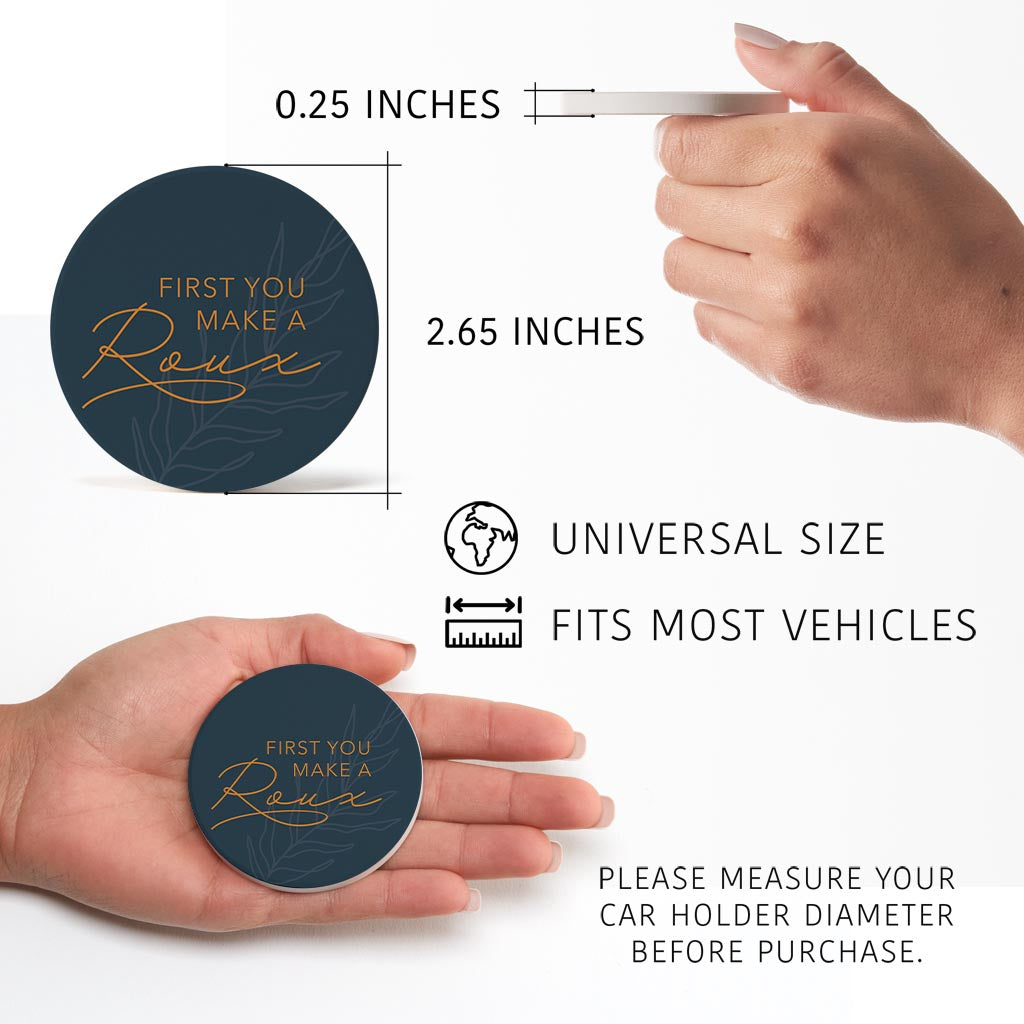 Modern Minimalist Louisiana Roux Saying| Absorbent Car Coasters | Set of 2 | Min 4