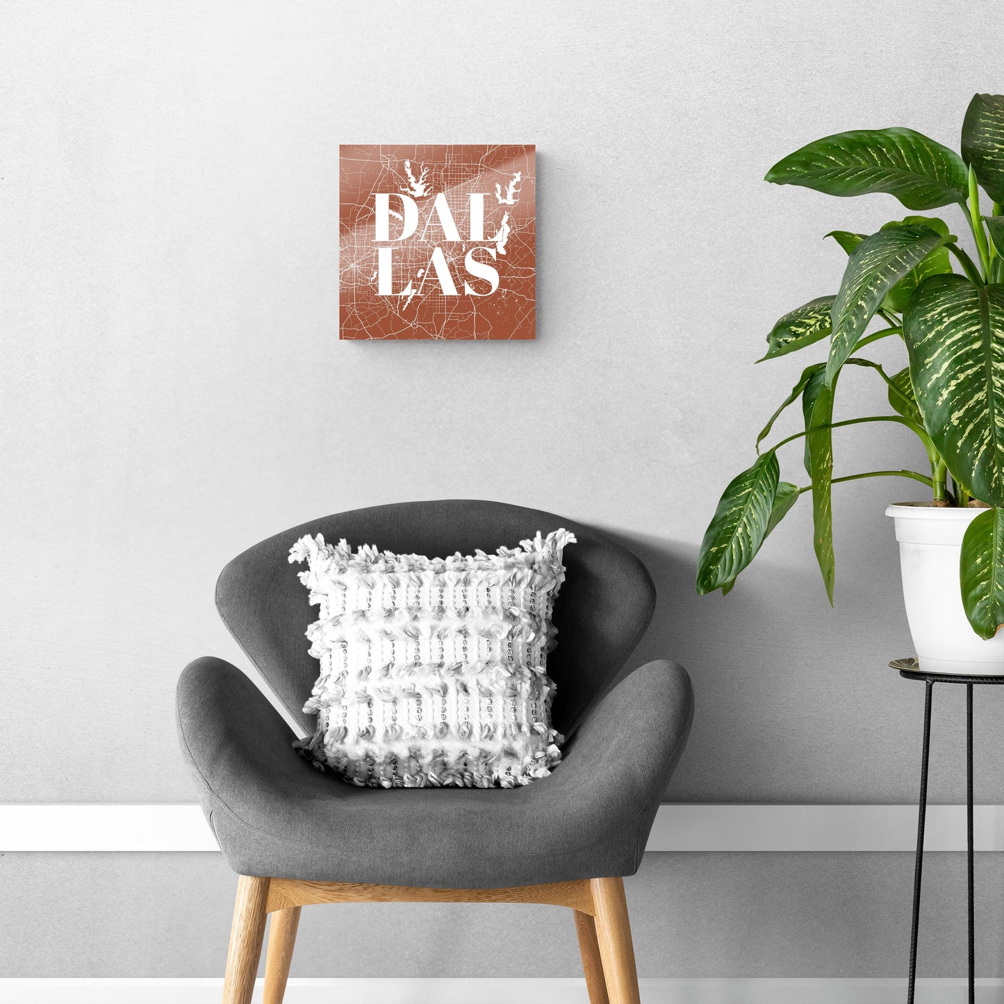 Modern Minimalist Dallas Texas Map | Hi-Def Glass Art | Eaches | Min 1