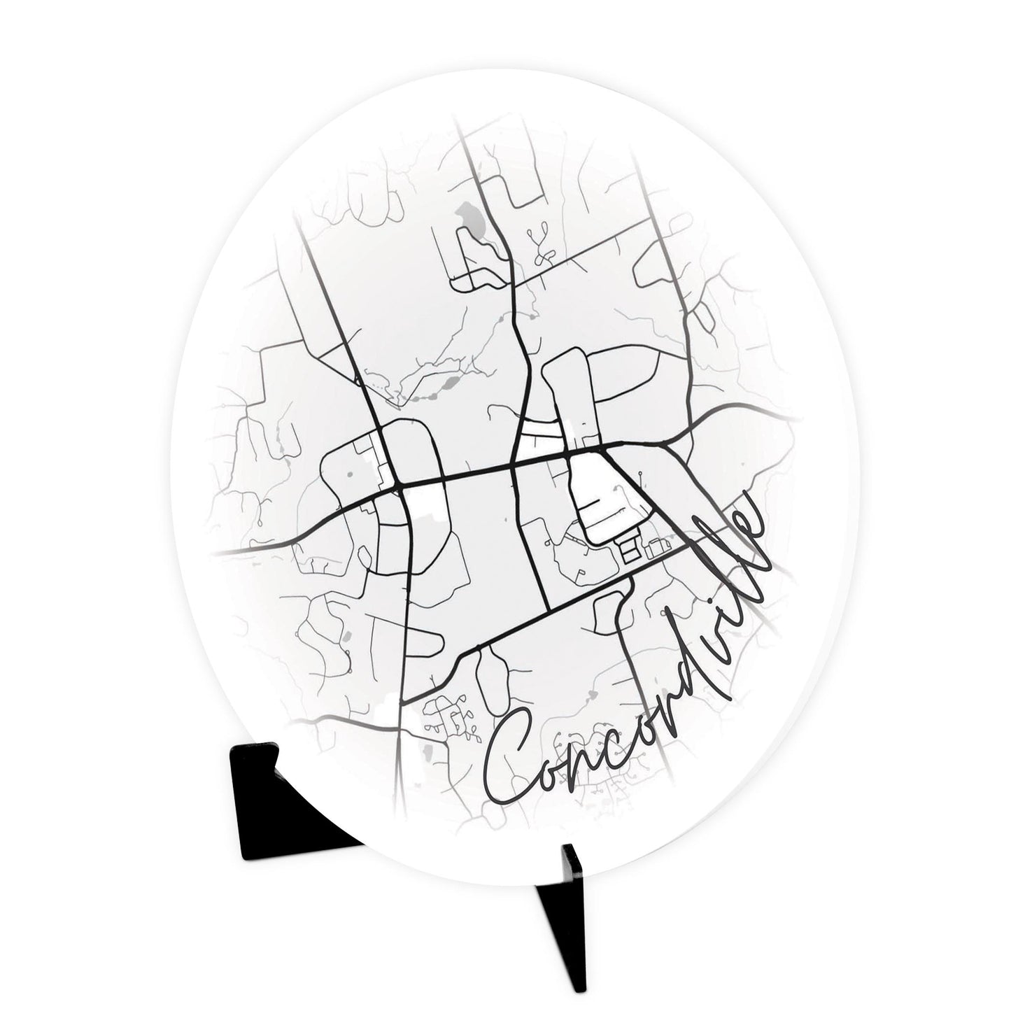 Minimalistic B&W Pennsylvania Concordville Circle Map | Wood Sign | Eaches | Min 1