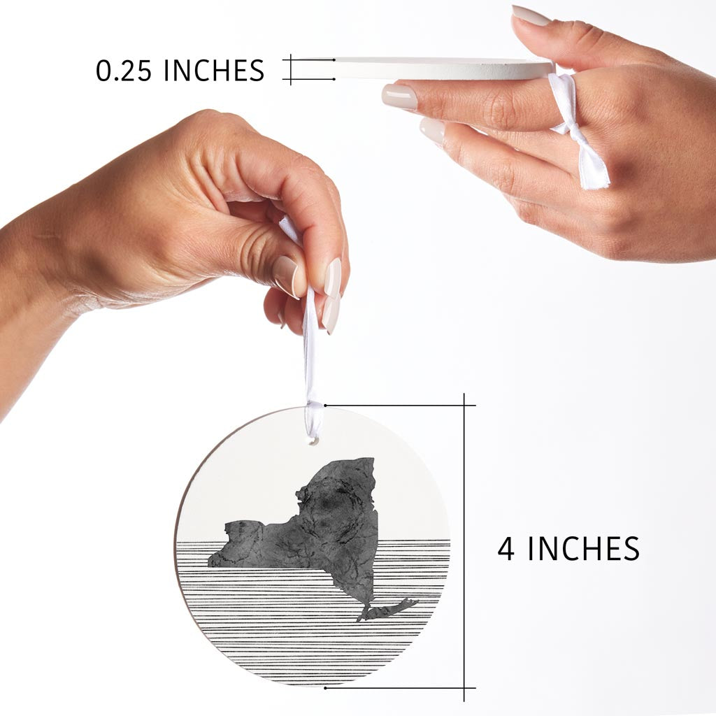 Minimalistic B&W New York Shape Straight Lines | Wood Ornament | Eaches | Min 6