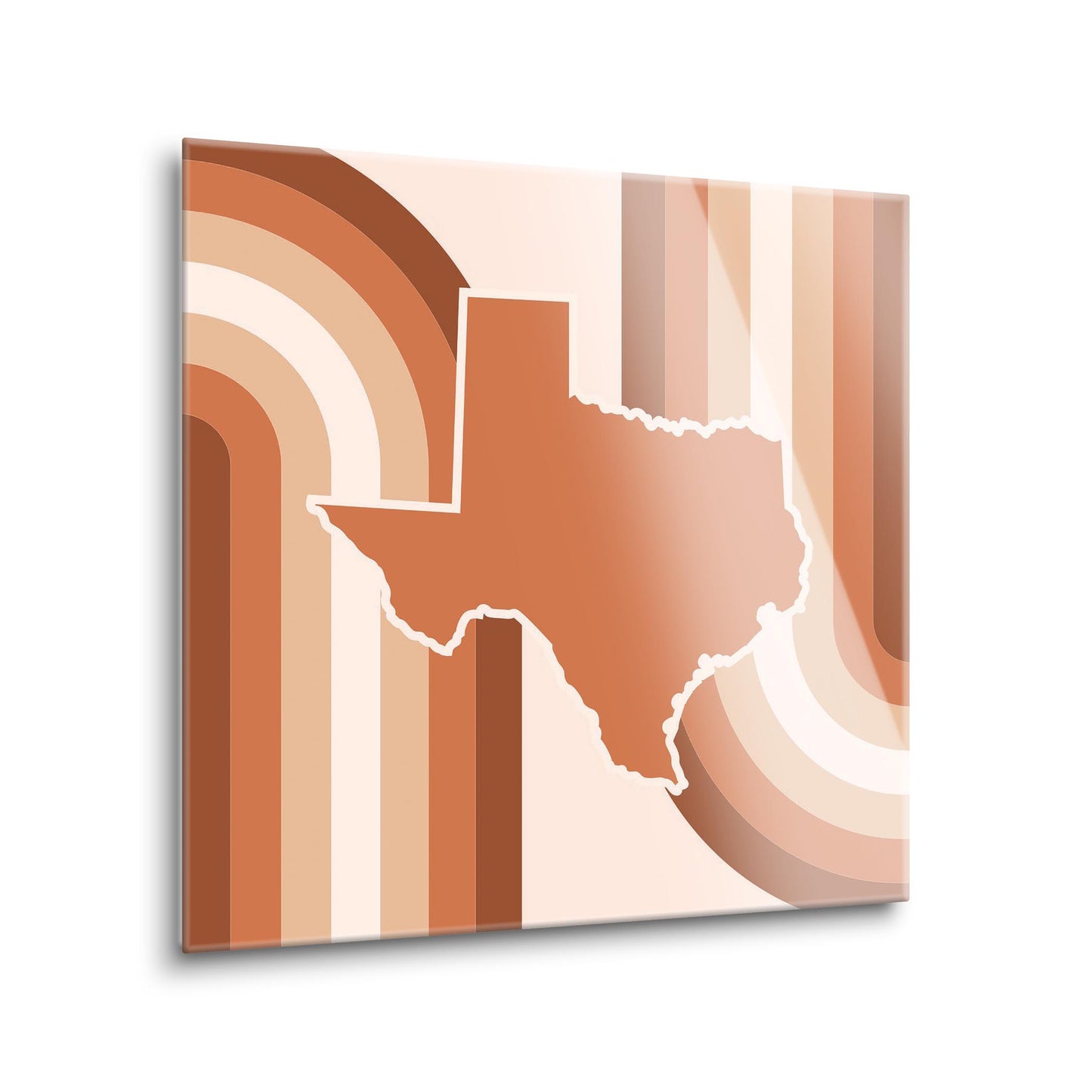 Modern Minimalist Texas State Shape Retro Lines | Hi-Def Glass Art | Eaches | Min 1
