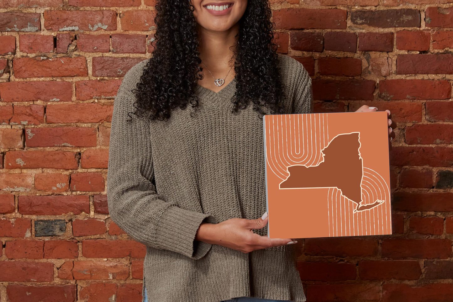 Modern Minimalistic New York Retro Thin Line | Wood Block | Eaches | Min 2