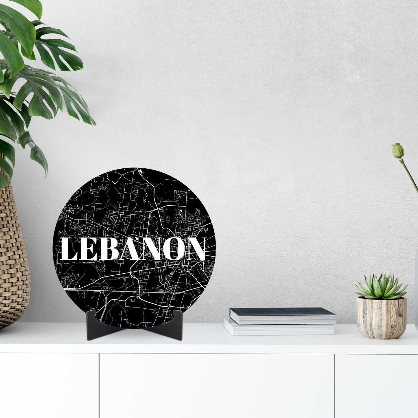Minimalist B&W Tennessee Lebanon Map | Wood Sign | Eaches | Min 1
