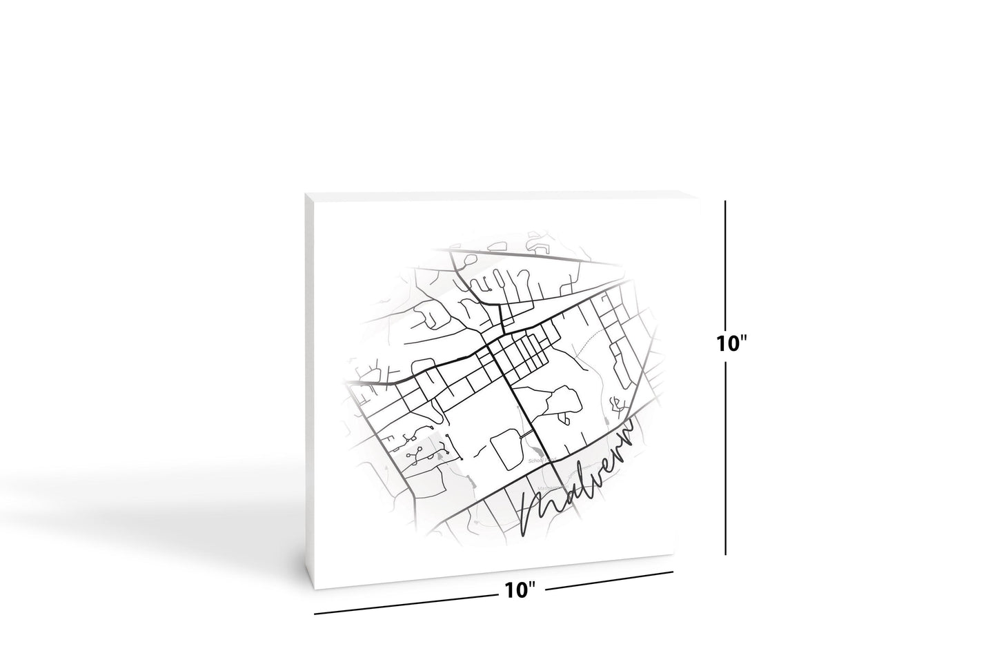 Minimalistic B&W Pennsylvania Malvern Circle Map | Wood Block | Eaches | Min 2