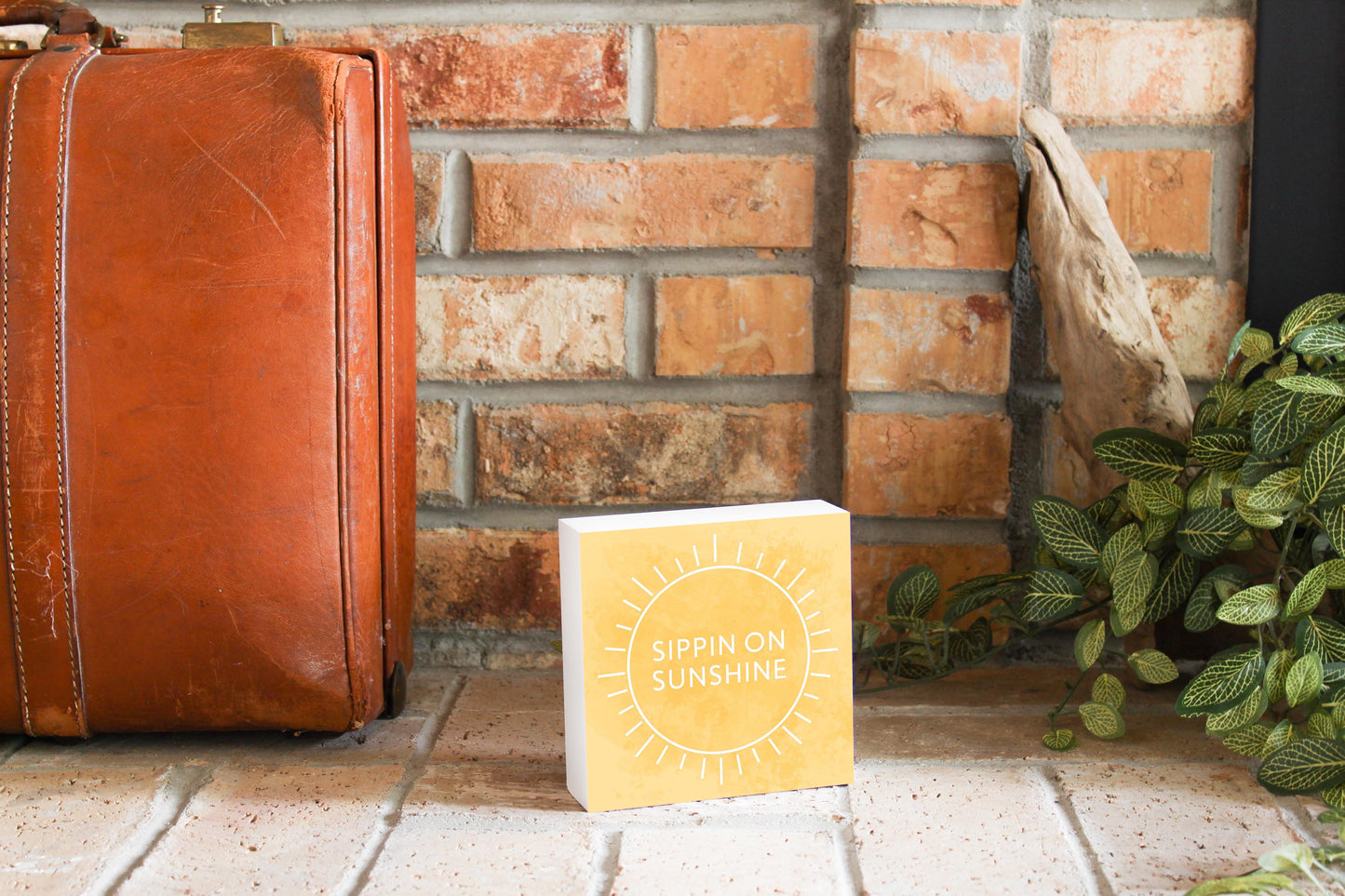 Sippin On Sunshine Yellow | Wood Block | Eaches | Min 4