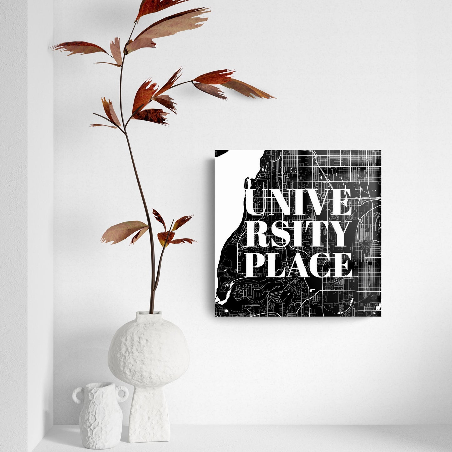 Minimalistic B&W Washington University Place Map | Hi-Def Glass Art | Eaches | Min 2