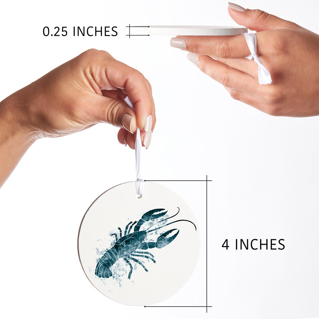 Blue White Water Color Crawfish| Wood Ornament | Eaches | Min 6