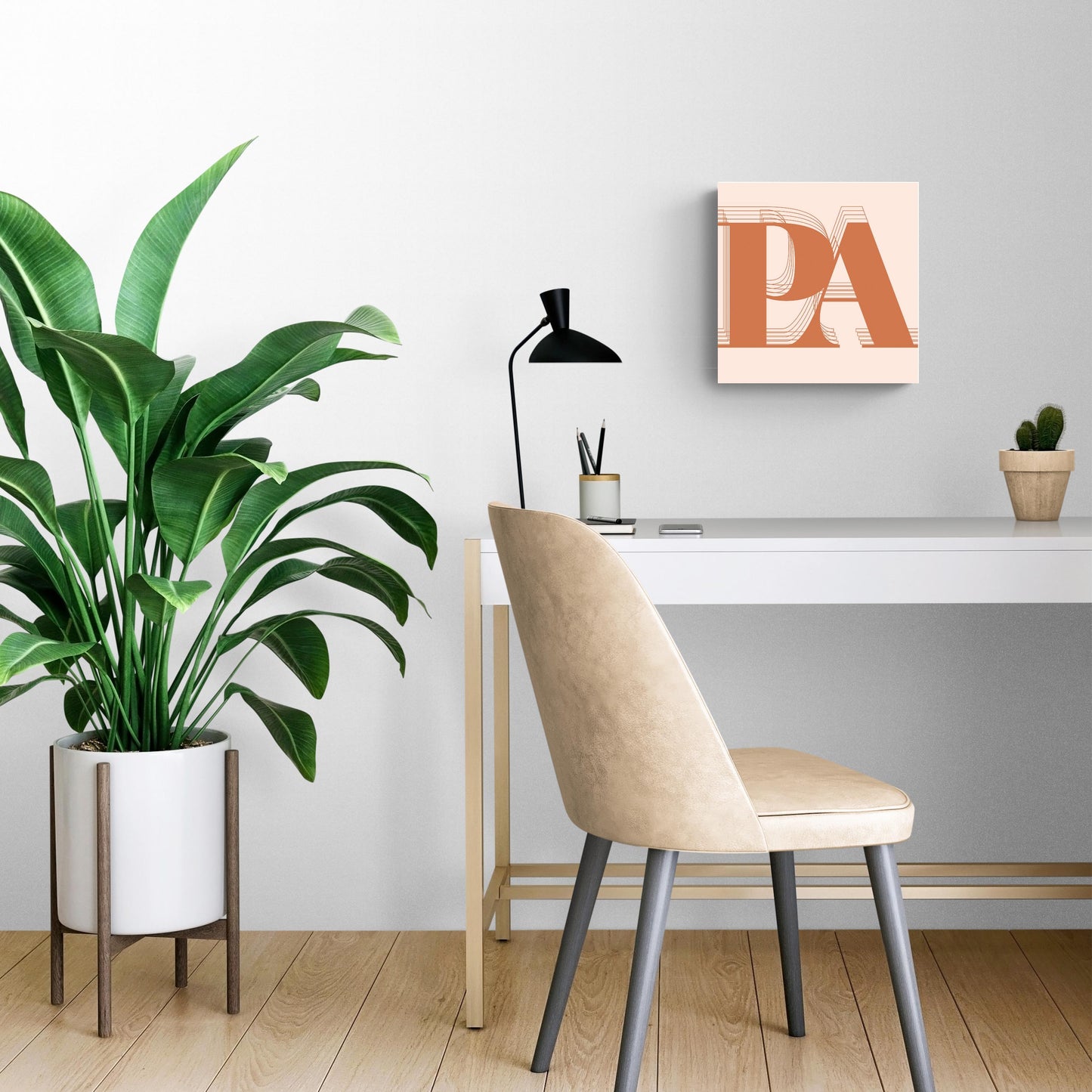 Modern Minimalist Pennsylvania Pa Initials Dark | Wood Sign | Eaches | Min 2