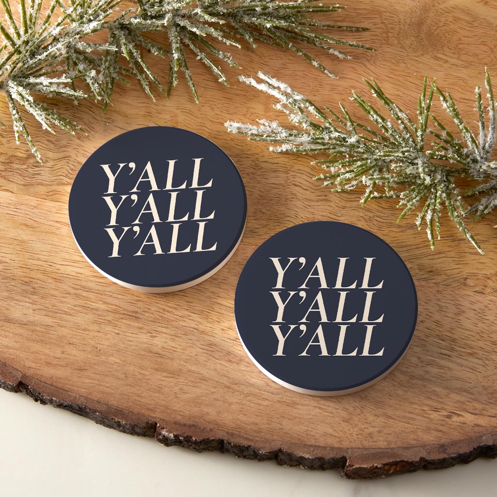 Modern Minimalist Texas Yall | Absorbent Car Coasters | Set of 2 | Min 4