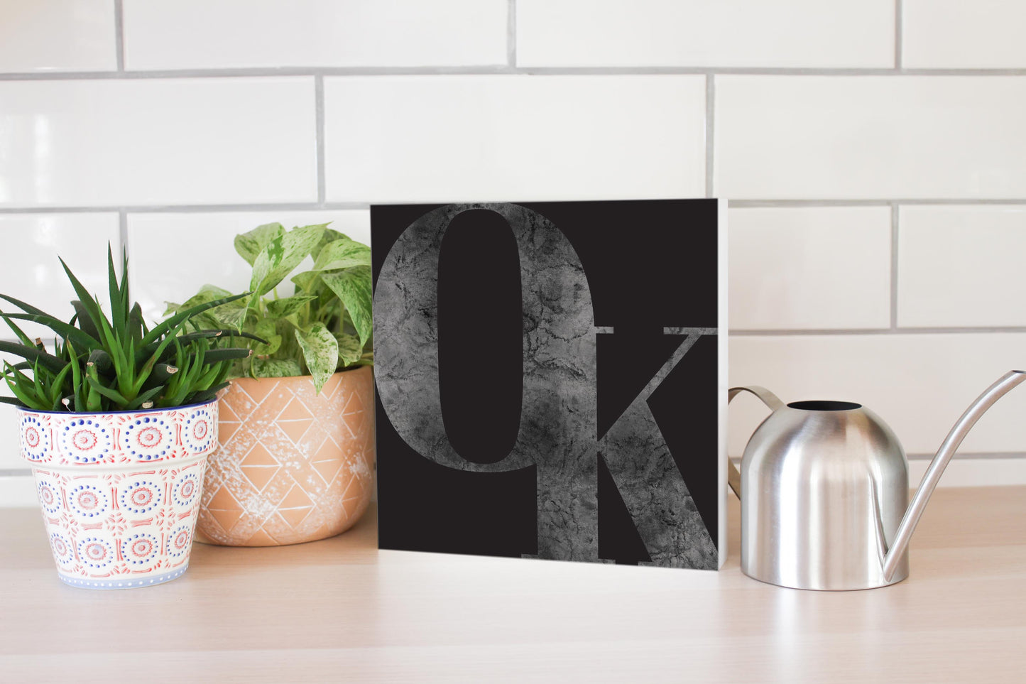 Modern Black Oklahoma Initials | Wood Block | Eaches | Min 2