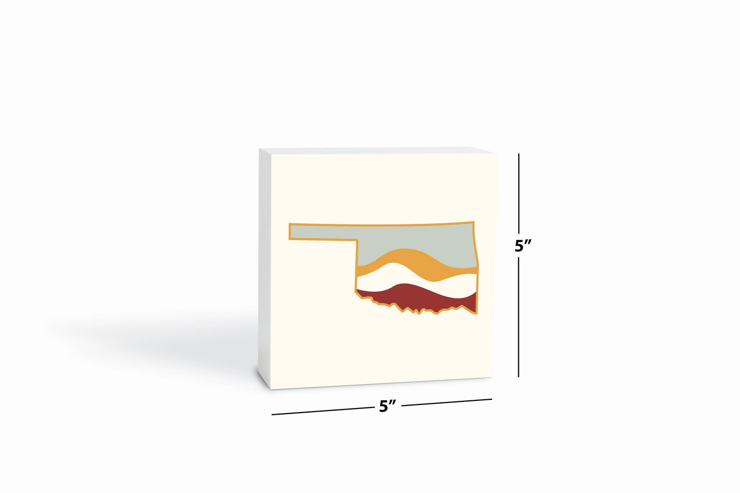 Modern Minimalist Oklahoma Cream Retro State Shape With Hills | Wood Block | Eaches | Min 4