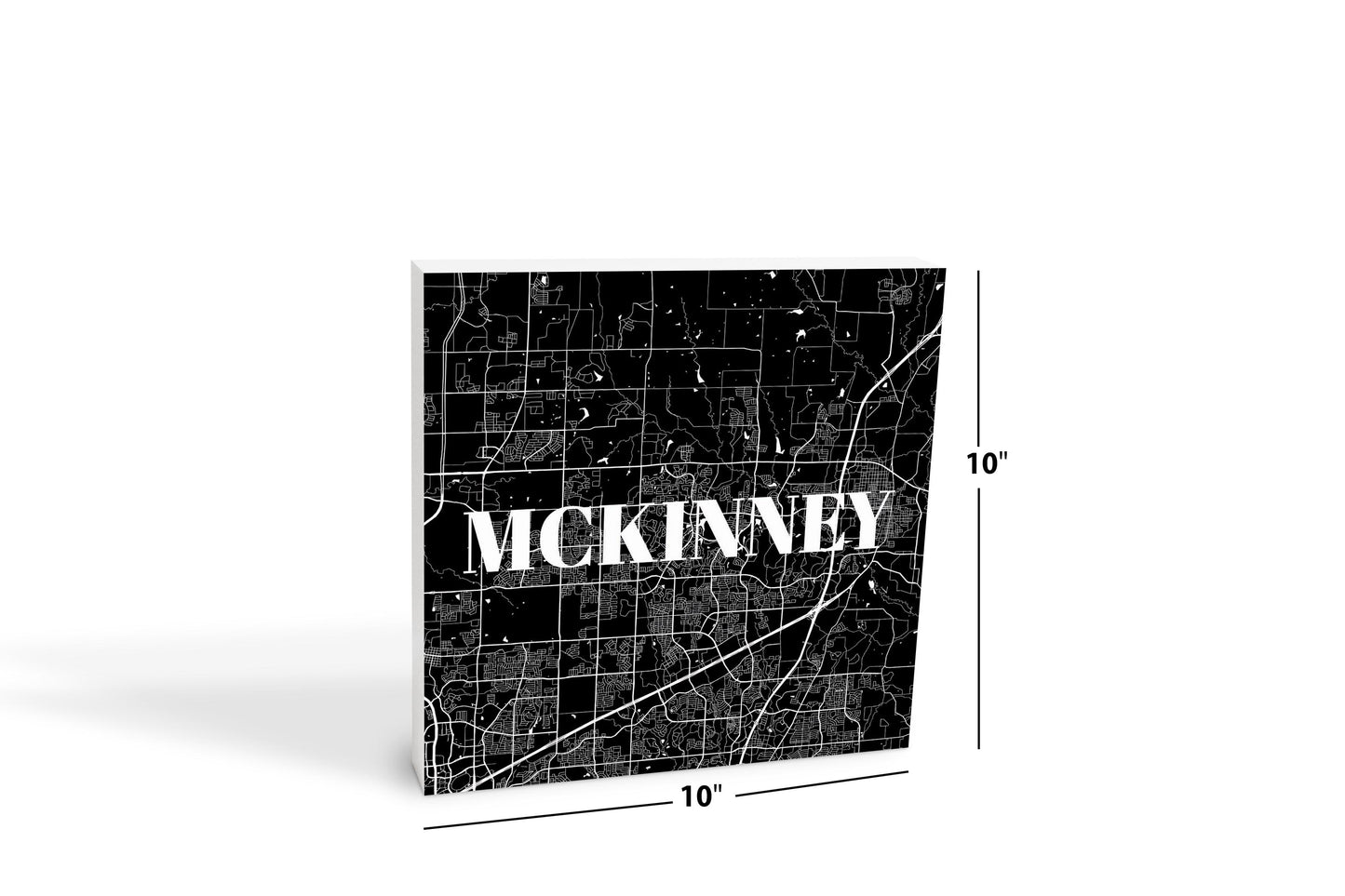 Minimalistic B&W Texas Mckinney Map | Wood Block | Eaches | Min 2