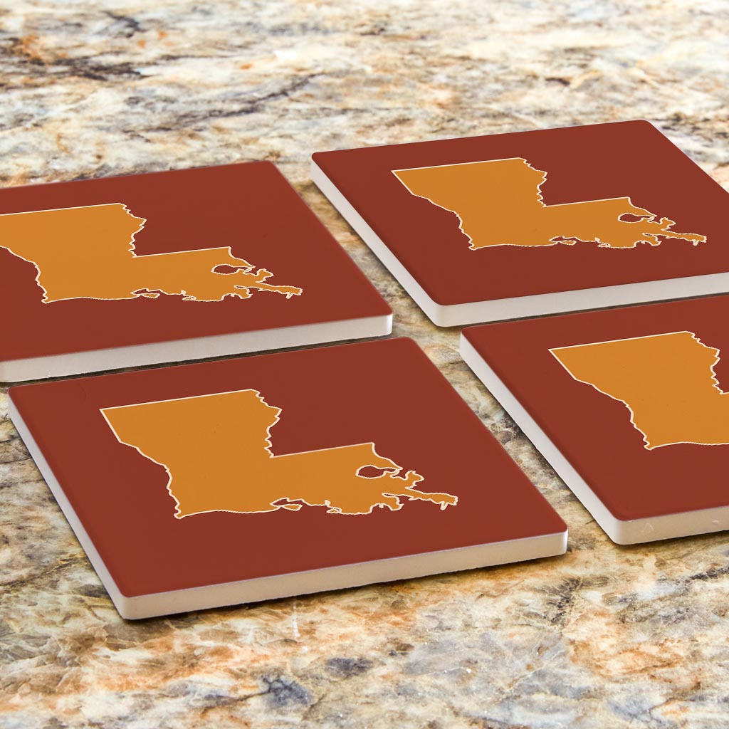 Louisiana Colorful State Shape | Absorbent Coasters | Set of 4 | Min 2