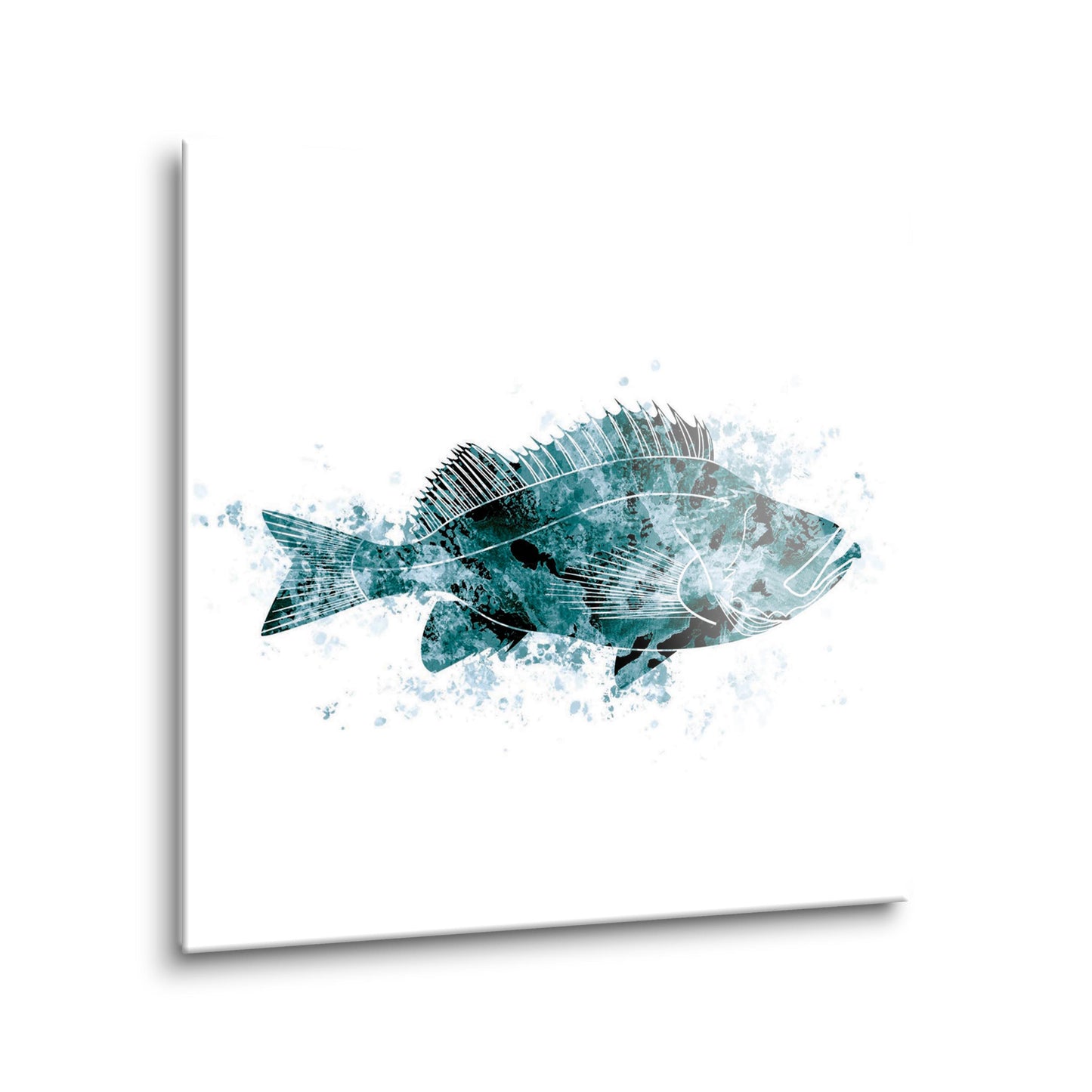 Blue White Water Color Red Fish | Hi-Def Glass Art | Eaches | Min 2