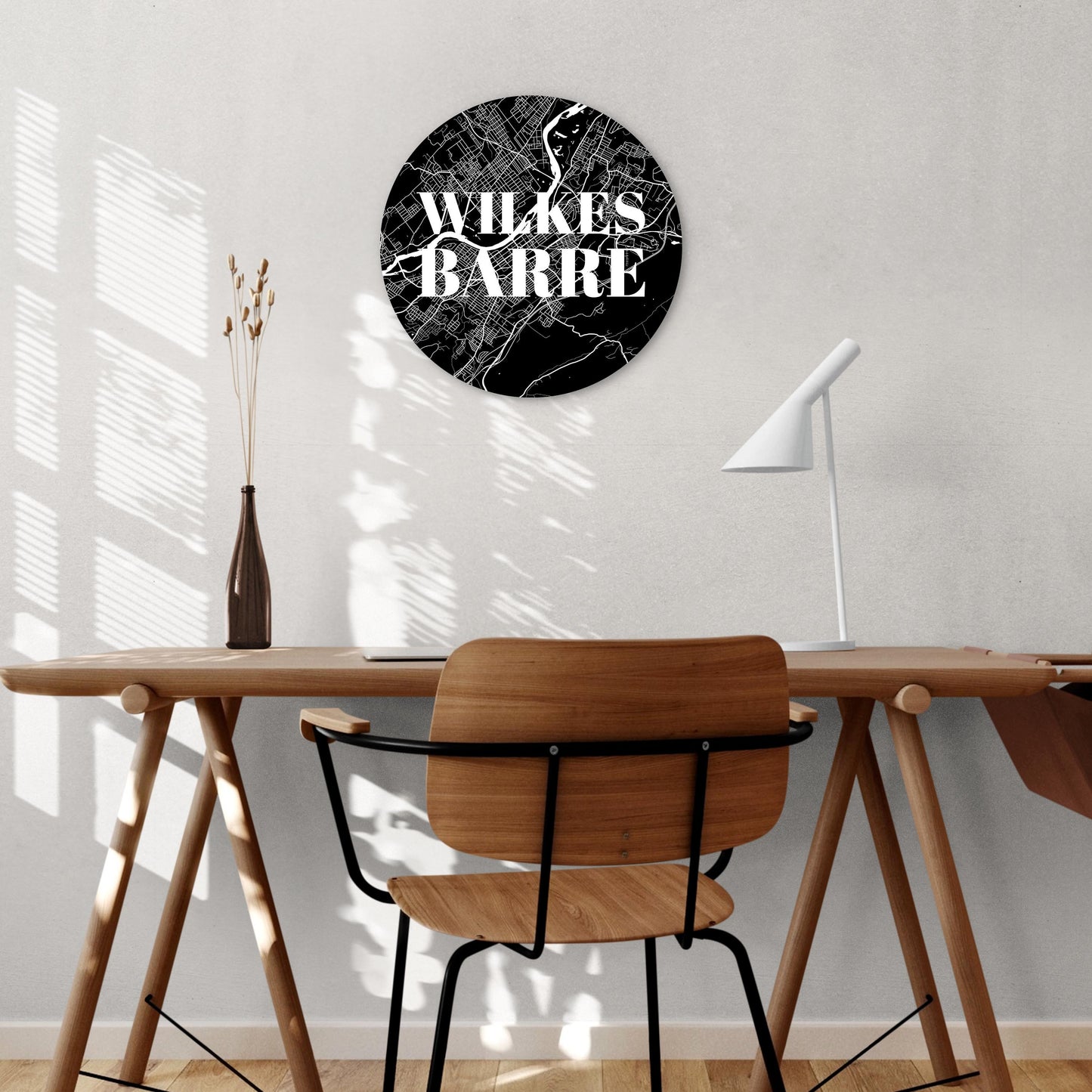 Minimalistic B&W Pennsylvania Wilkes Barre Map | Wood Sign | Eaches | Min 1