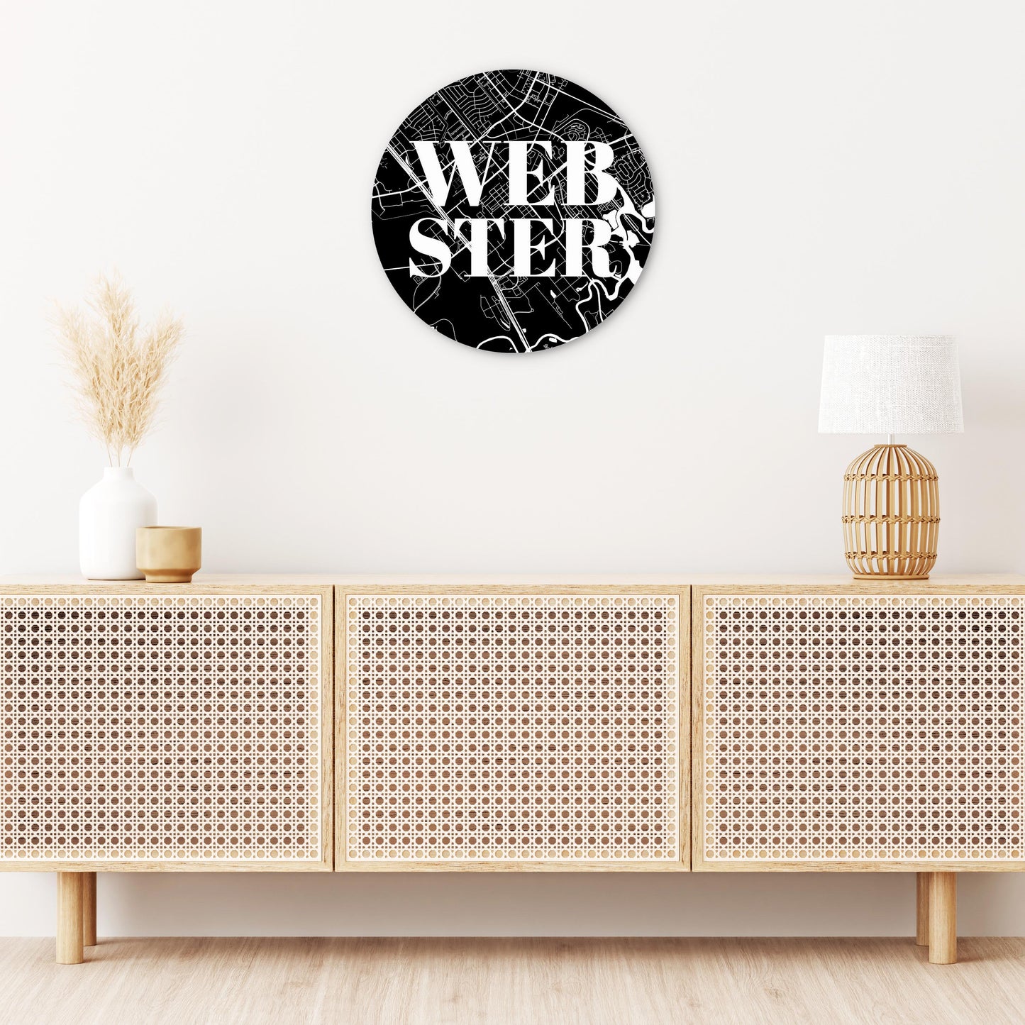Minimalistic B&W Texas Webster Map | Wood Sign | Eaches | Min 1