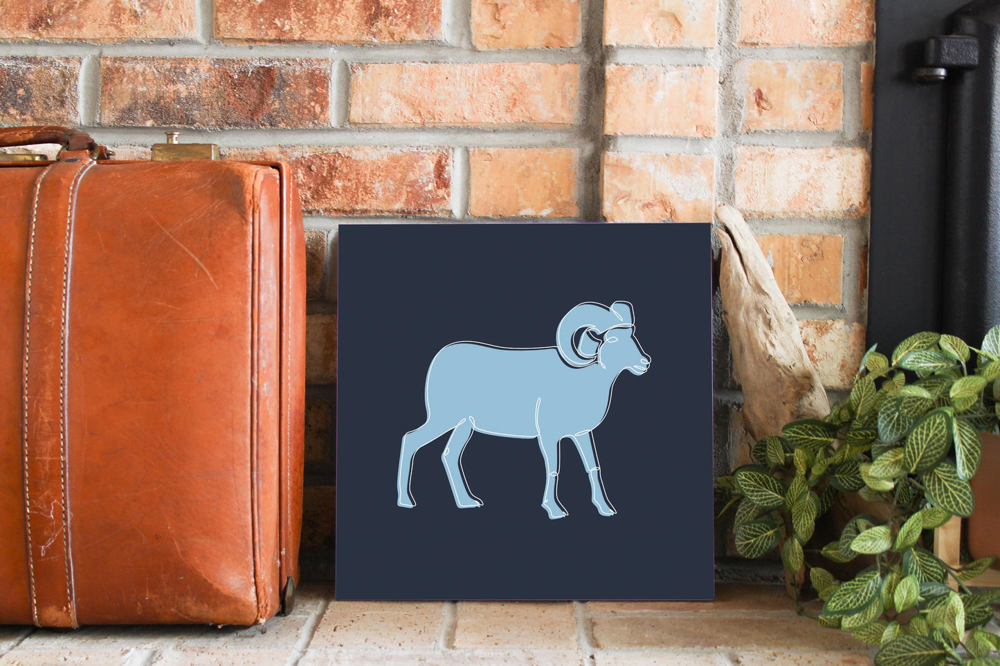 Blue Shades North Carolina Ram Line Drawing | Wood Sign | Eaches | Min 2