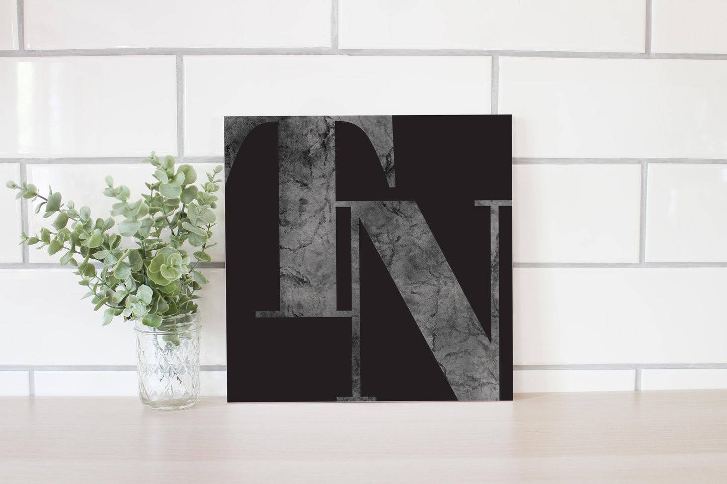 Minimalist B&W Tennessee Black Initials | Wood Sign | Eaches | Min 2