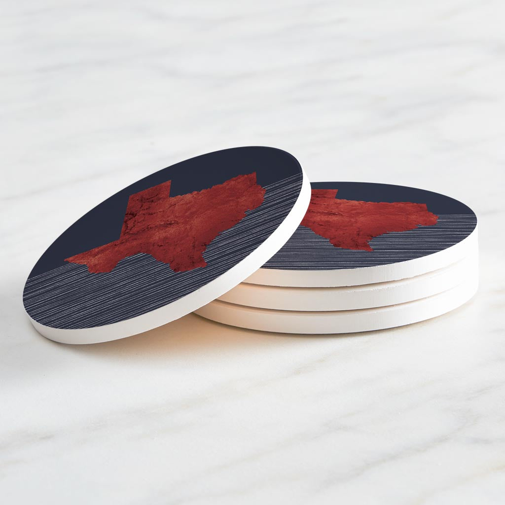 Modern Minimalist Texas Straight Line State Shape | Absorbent Coasters | Set of 4 | Min 2