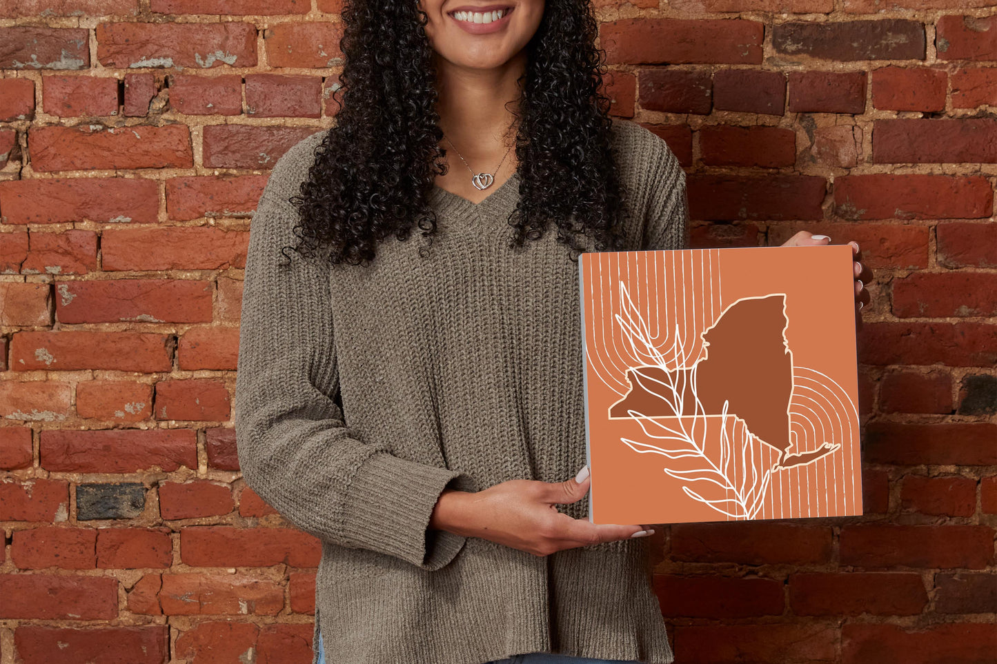 Modern Minimalist New York Shape And Leaf | Wood Block | Eaches | Min 2