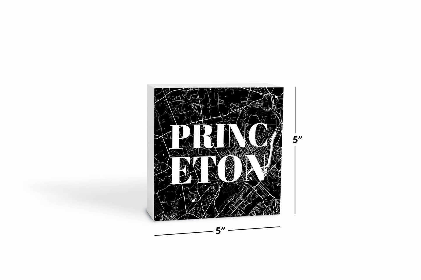 Minimalistic B&W New Jersey Princeton Map | Wood Block | Eaches | Min 4