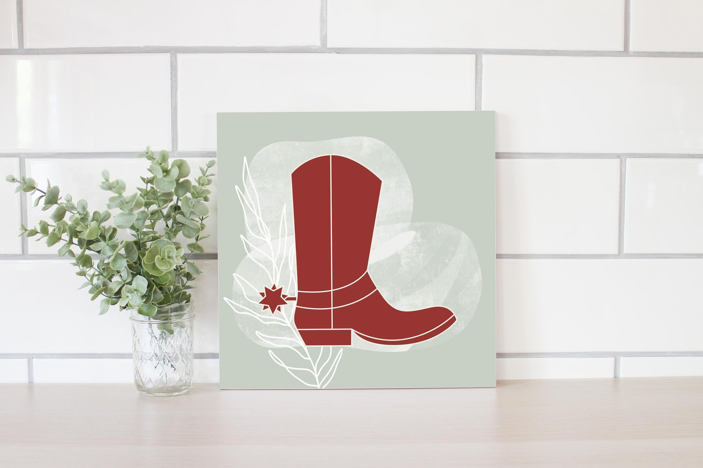 Modern Minimalist Oklahoma Boot | Wood Sign | Eaches | Min 2