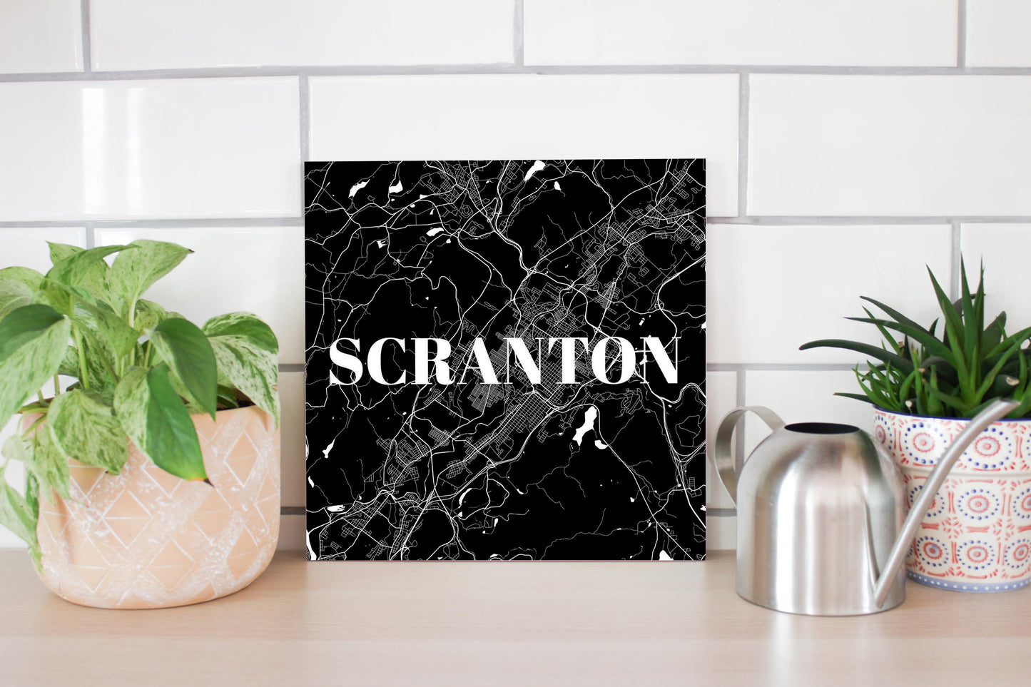 Minimalistic B&W Pennsylvania Scranton Map | Wood Sign | Eaches | Min 2
