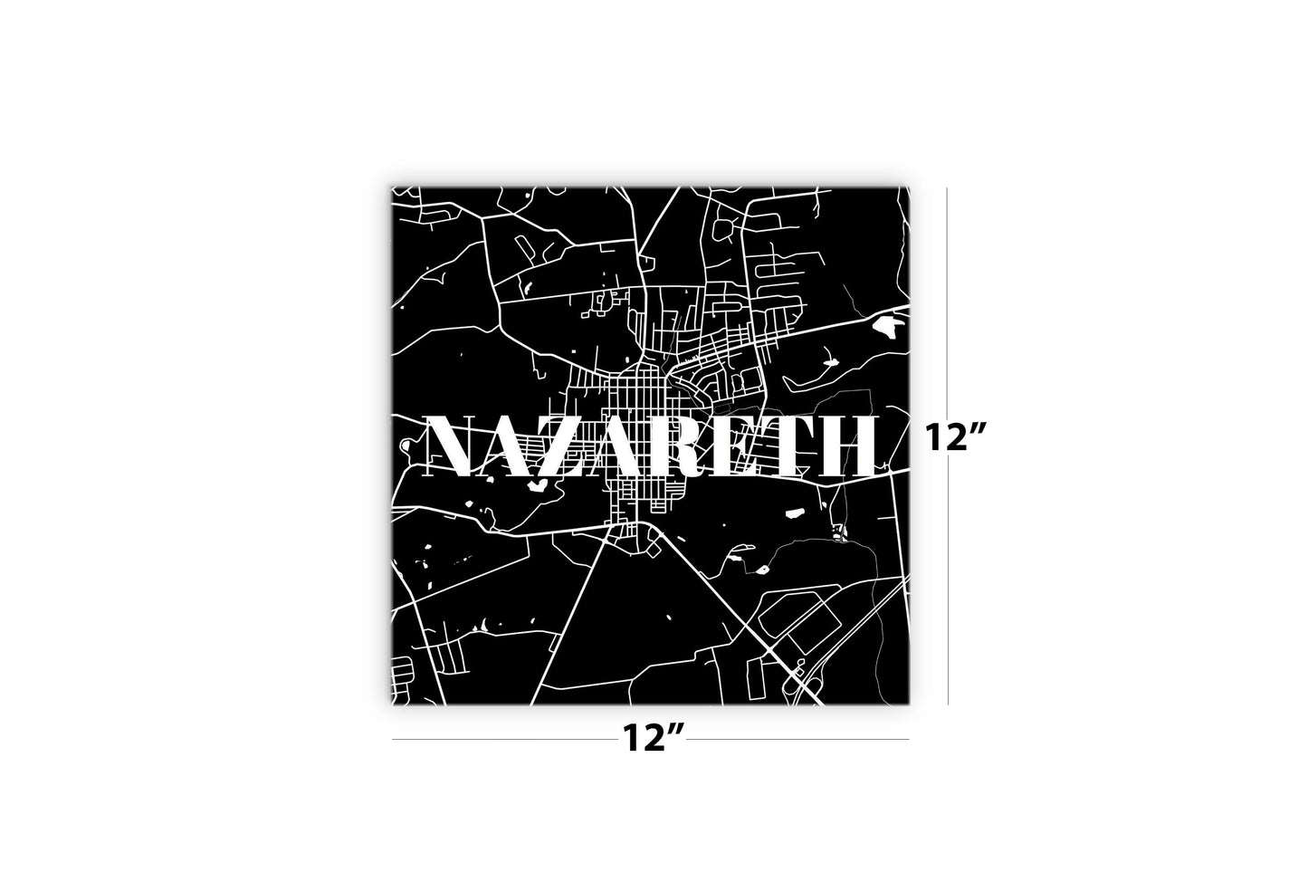 Minimalistic B&W Pennsylvania Nazareth Map | Wood Sign | Eaches | Min 2