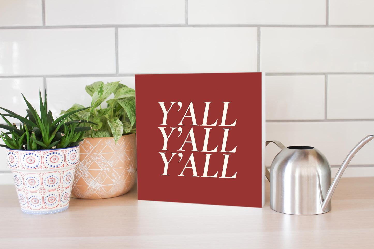 Modern Minimalist Oklahoma Yall | Wood Block | Eaches | Min 2