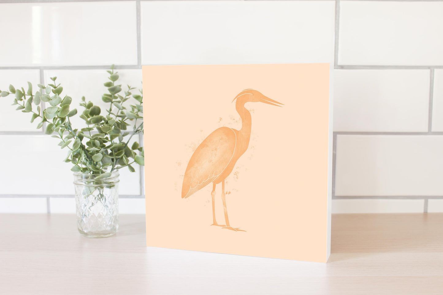 Louisiana Colorful Water Color Heron | Wood Block | Eaches | Min 2