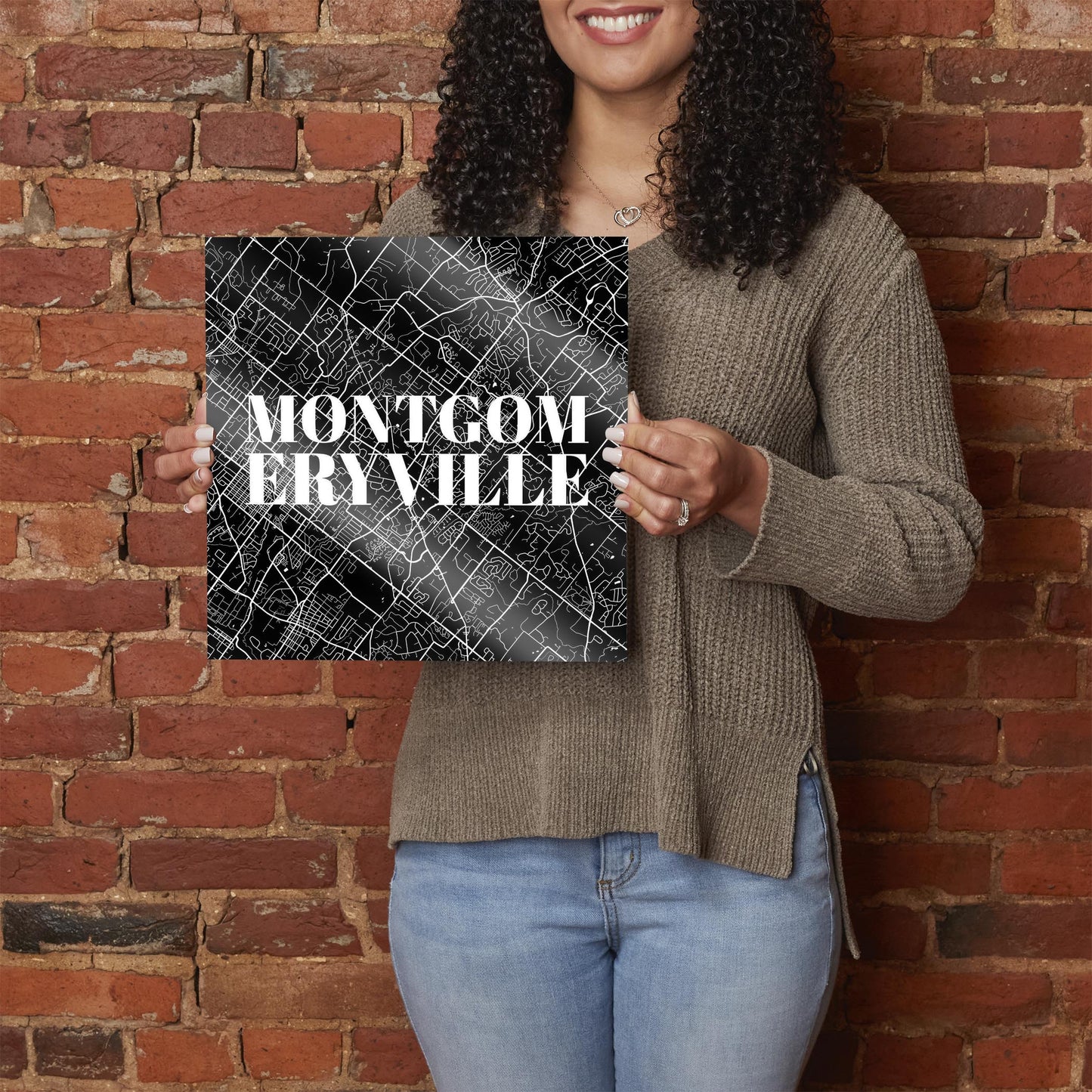 Minimalistic B&W Pennsylvania Montgomeryville Map | Hi-Def Glass Art | Eaches | Min 1