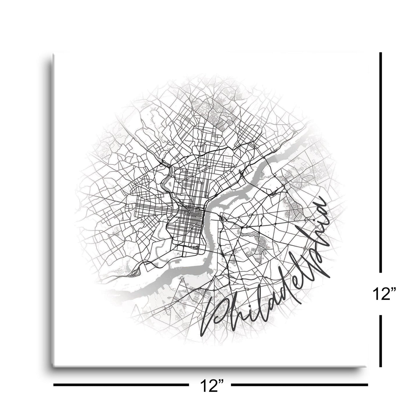 Minimalistic B&W Pennsylvania Philadelphia Circle Map | Hi-Def Glass Art | Eaches | Min 1
