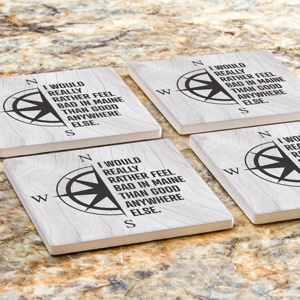 New England Compass Saying | Absorbent Coasters | Set of 4 | Min 2