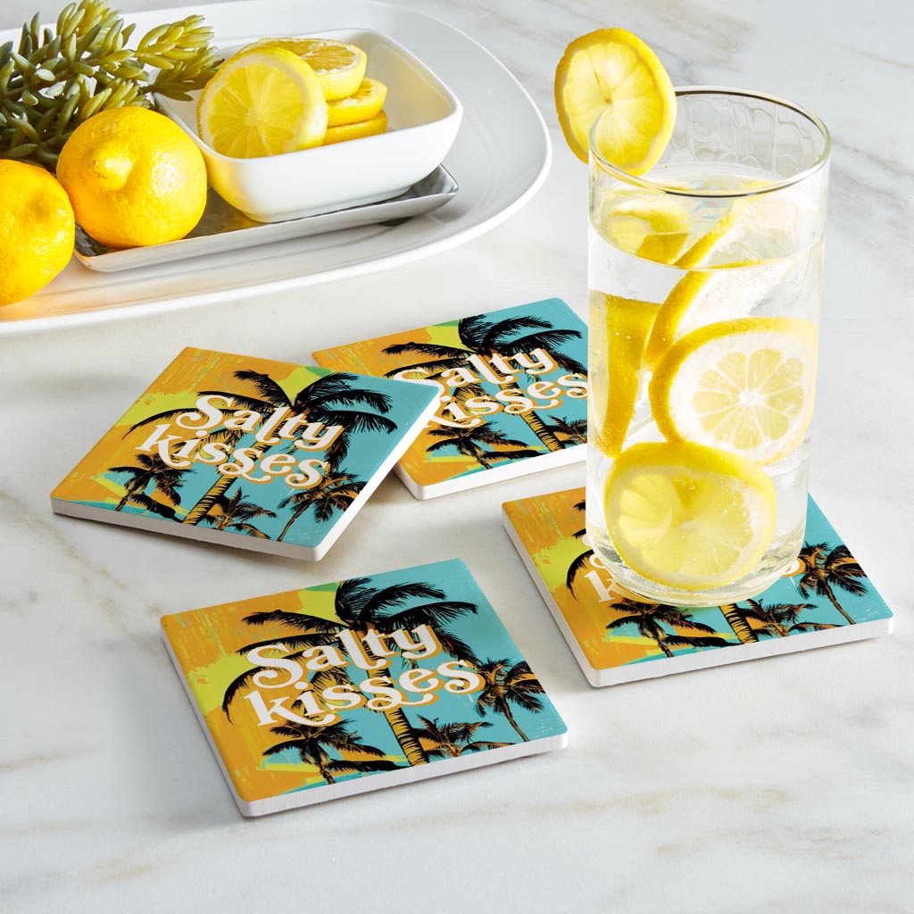Salty Kisses Palm Trees | Absorbent Coasters | Set of 4 | Min 2