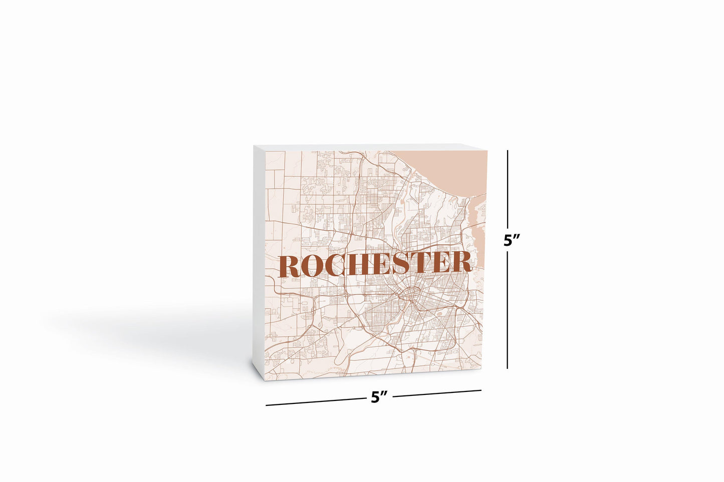 Modern Minimalist New York Rochester Map | Wood Block | Eaches | Min 4