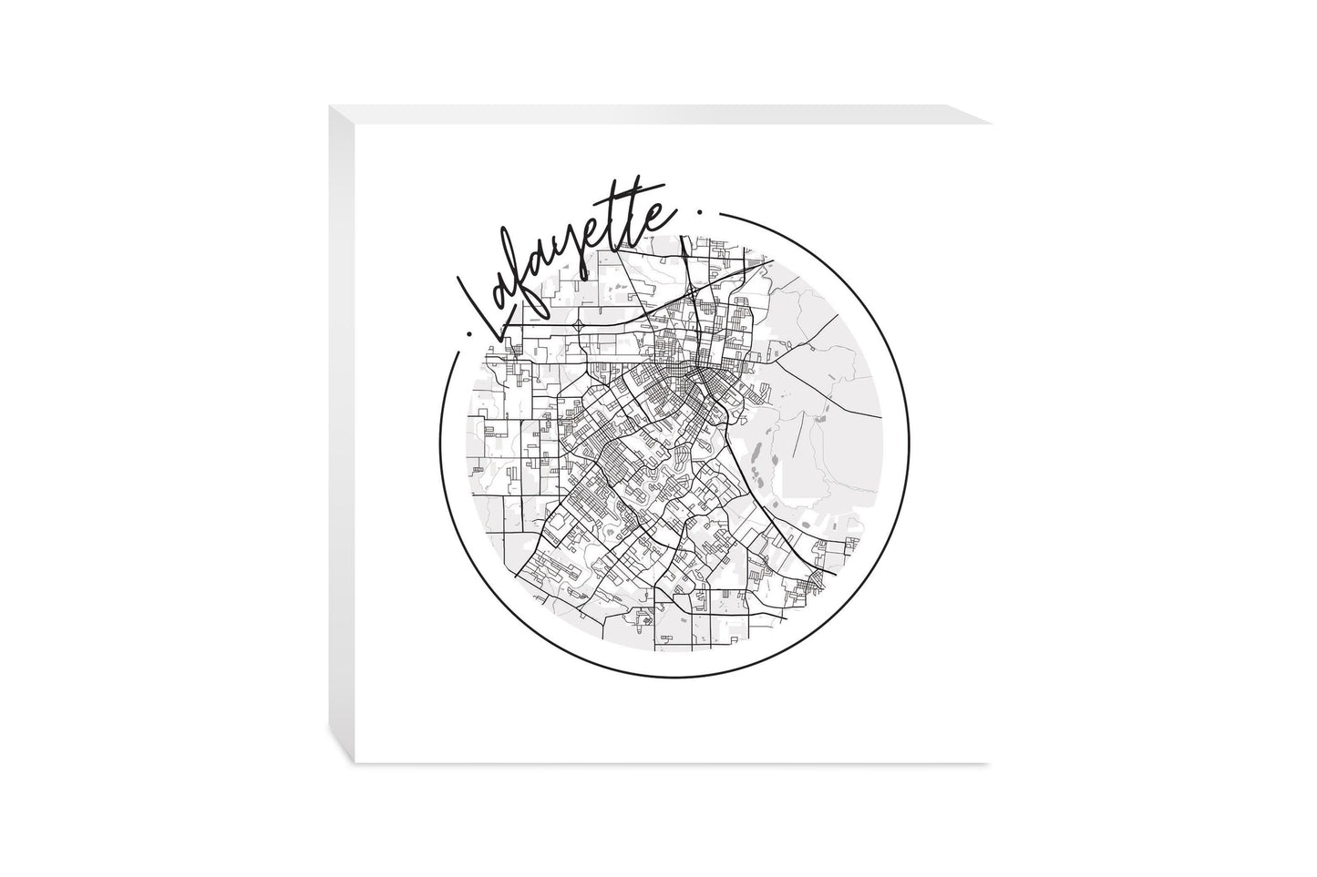 Modern Louisiana Lafayette Circle Map | Wood Block | Eaches | Min 2