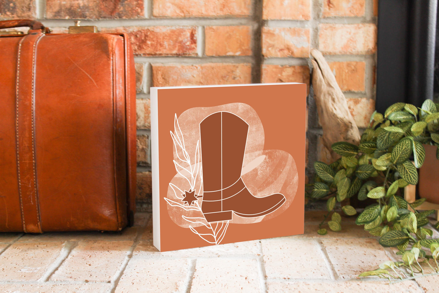 Modern Minimalist Texas Cowboy Boot | Wood Block | Eaches | Min 2