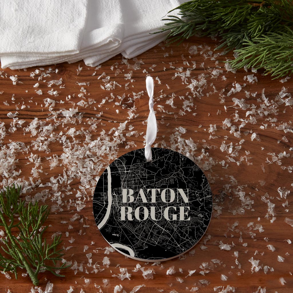 Modern Louisiana Baton Rouge Map| Wood Ornament | Eaches | Min 6