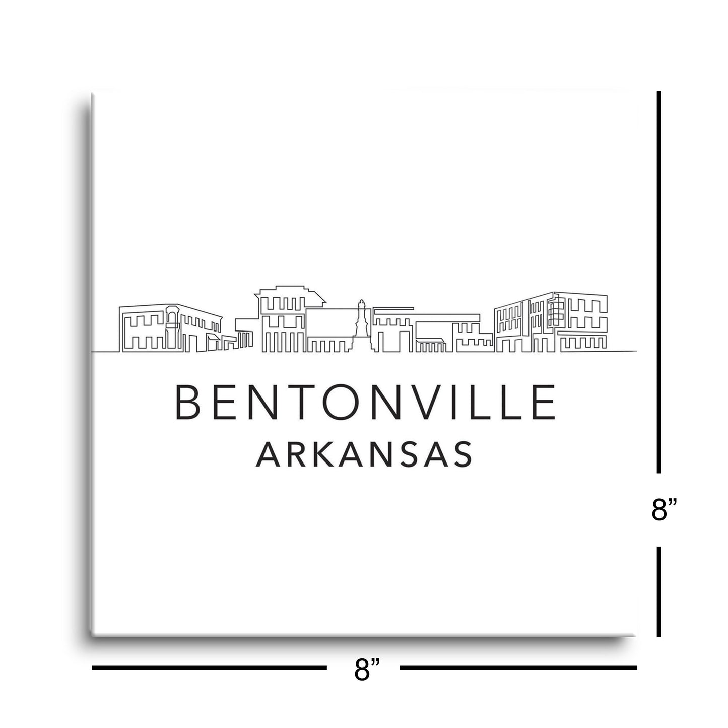 Minimalist B&W Arkansas Bentonville Skyline | Hi-Def Glass Art | Eaches | Min 2
