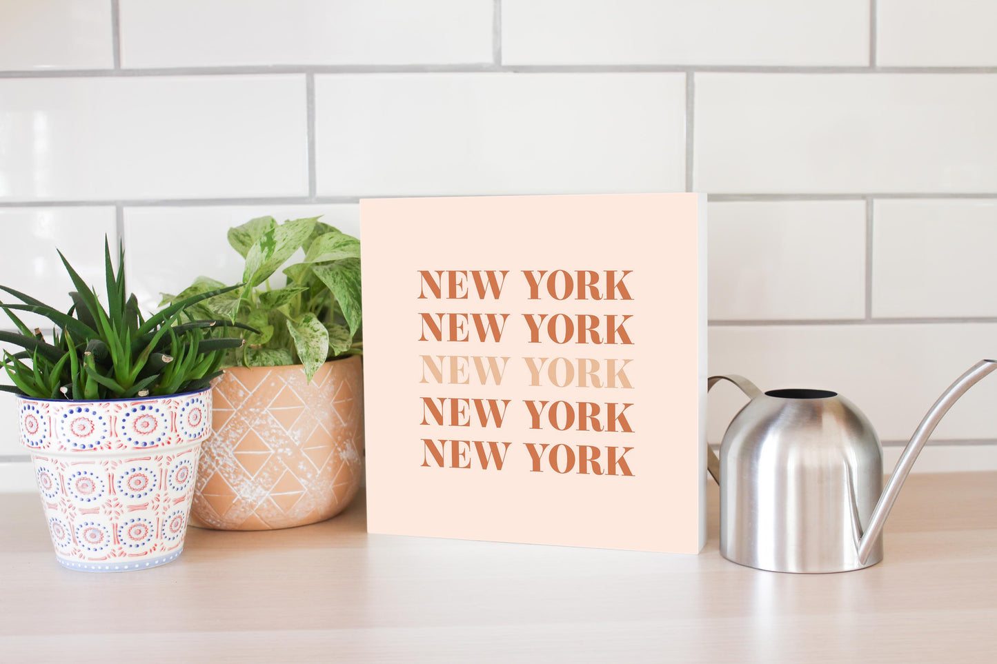 Modern Minimalist New York Repeated Light | Wood Block | Eaches | Min 2