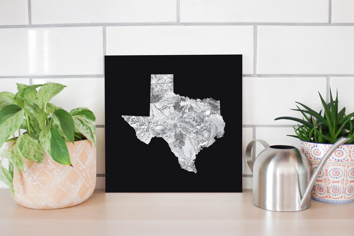 Minimalistic B&W Texas Metal State Shape | Wood Sign | Eaches | Min 2