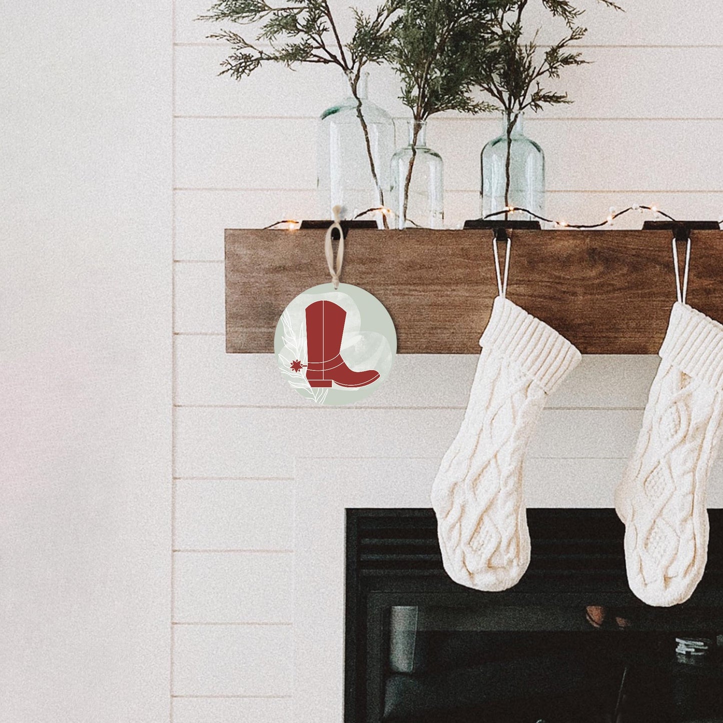 Modern Minimalist Oklahoma Boot | Wood Ornament | Eaches | Min 1