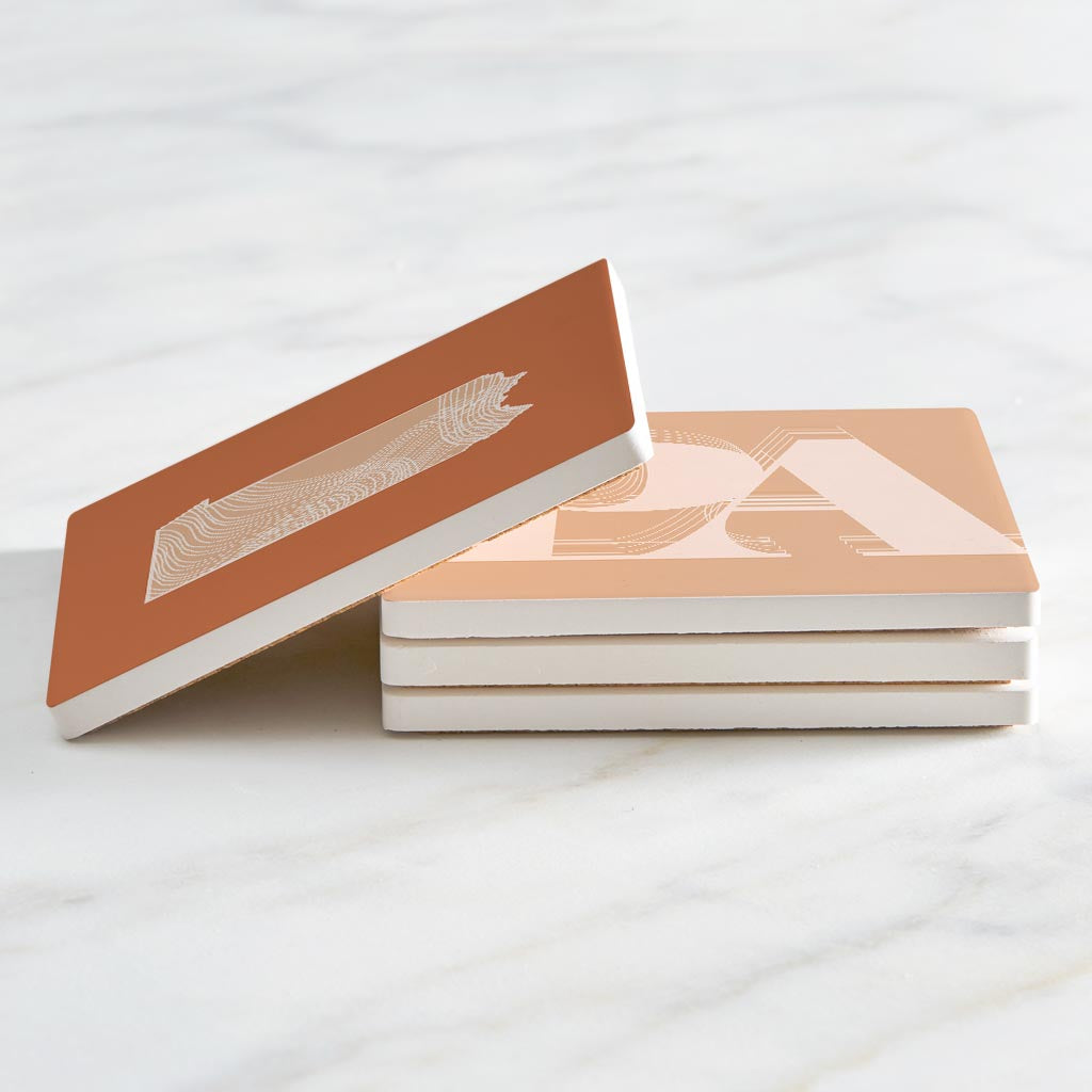 Modern Minimalist Pennsylvania Initials State | Absorbent Coasters | Set of 4 | Min 2