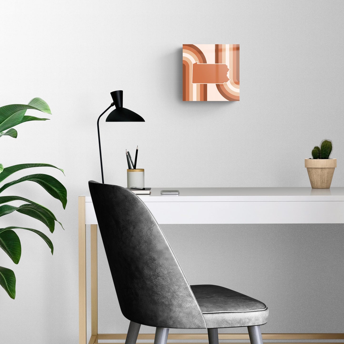 Modern Minimalist Pennsylvania State | Hi-Def Glass Art | Eaches | Min 2