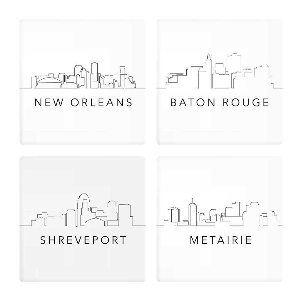 Modern Black White Louisiana Set | Absorbent Coasters | Set of 4 | Min 2
