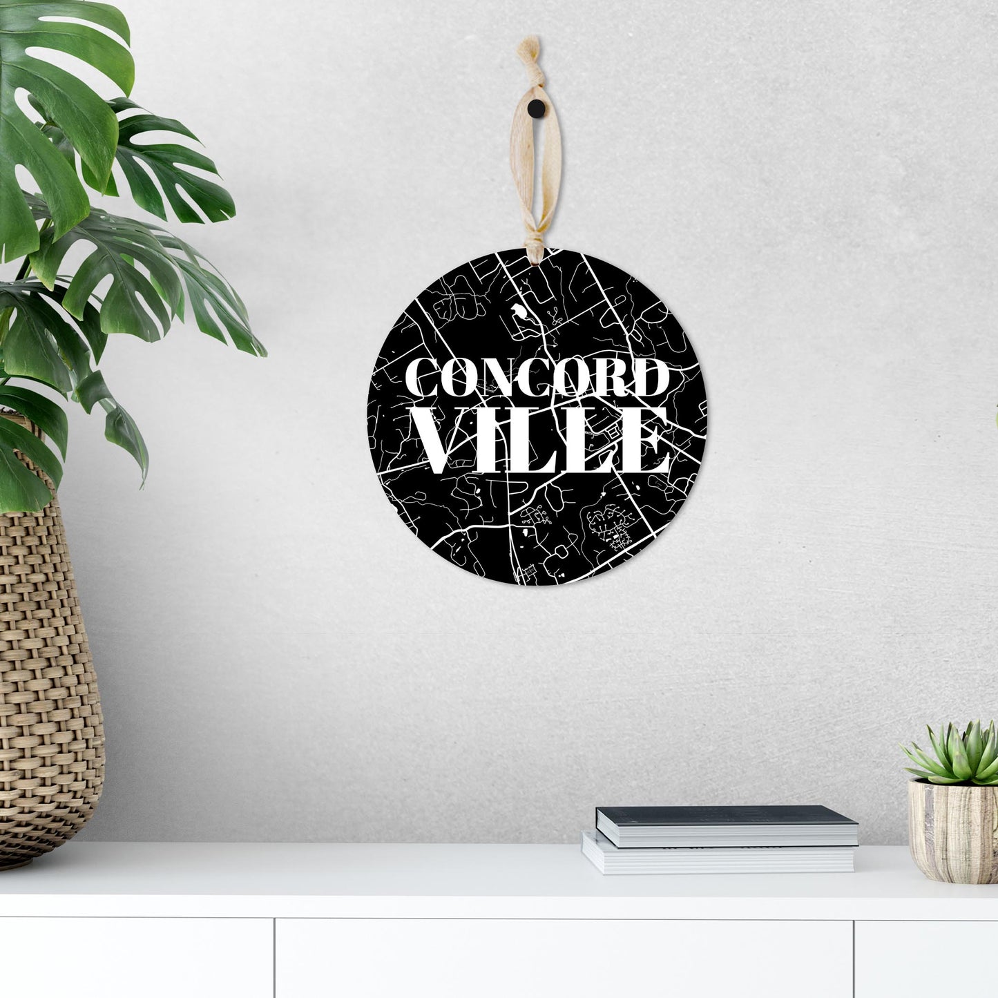 Minimalistic B&W Pennsylvania Concordville Map | Wood Ornament | Eaches | Min 1