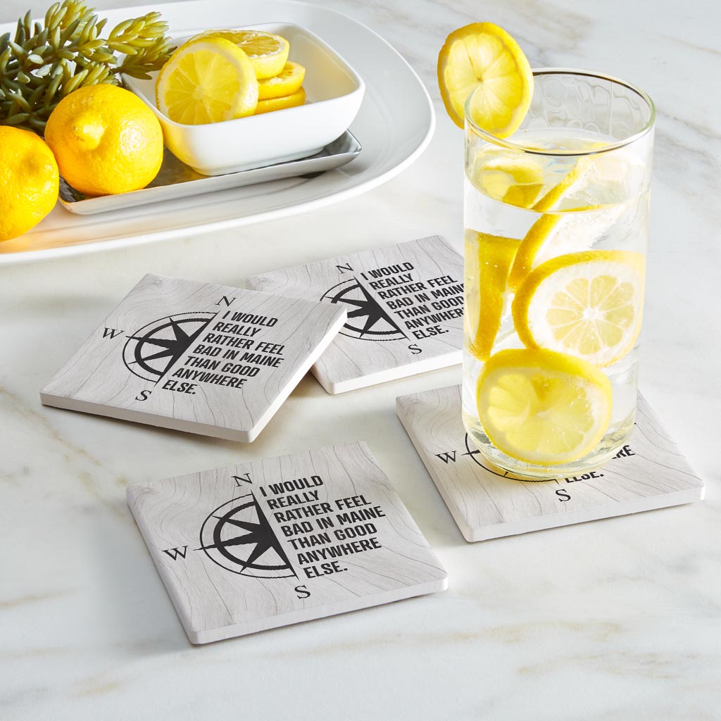New England Compass Saying | Absorbent Coasters | Set of 4 | Min 2