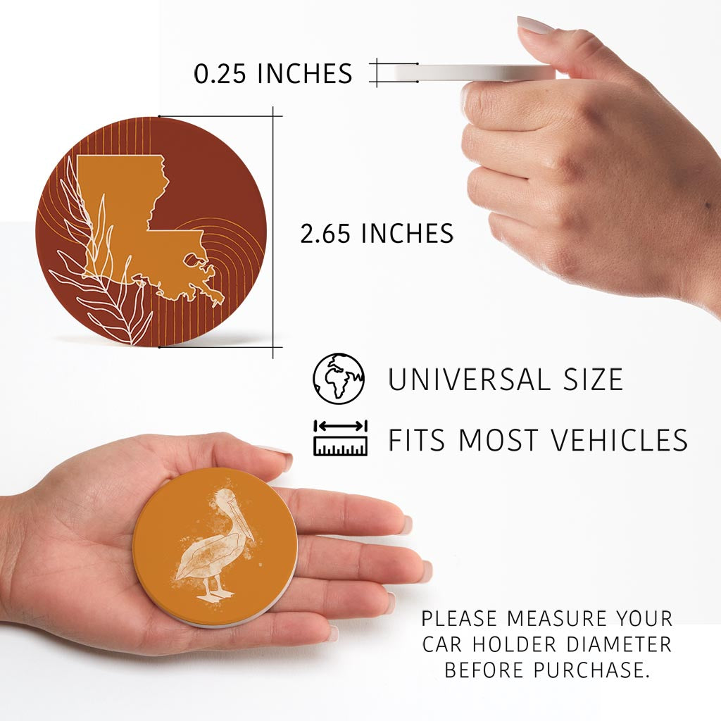 Modern Minimalist Louisiana Set | Absorbent Car Coasters | Set of 2 | Min 4