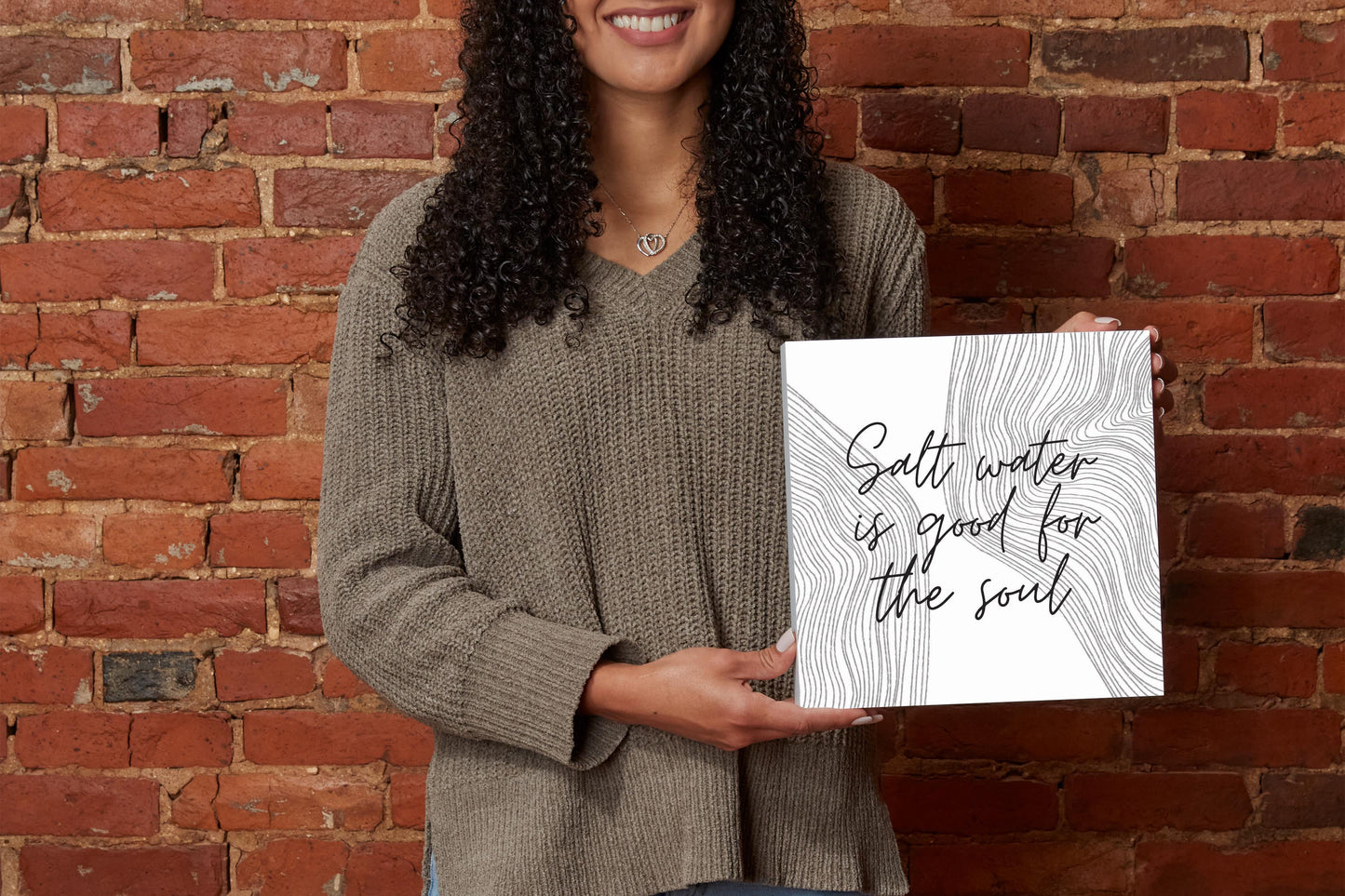 Minimalistic B&W Cape Cod Salt Water | Wood Block | Eaches | Min 2